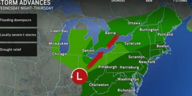 Severe, Gusty Storms With Drenching Rains Rolling Across Northeast