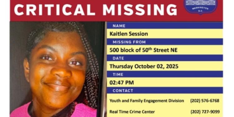 DC Police Issue Urgent Appeal for Vanished 15-Year-Old Kaitlen Session in Northeast Washington