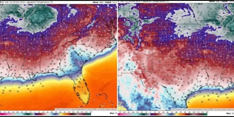 Arctic Blast to Slam Mississippi, Alabama, Georgia, Tennessee, and Texas as Dangerous Wind Chills Arrive in Early December