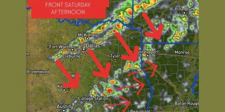Strong Storms Anticipated Across Arkansas, Texas, Oklahoma And Louisiana As Arctic Front Arrives Saturday Afternoon