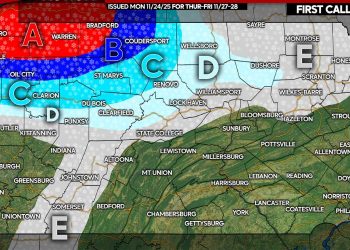 Thanksgiving Lake Effect Snowstorm Likely in Northwest Pennsylvania: Timing and Snowfall Forecast