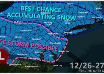 Pennsylvania, New York, New Jersey, Maryland, And New England Brace For Snow And Ice As Amplified Clipper System Targets December 26–27