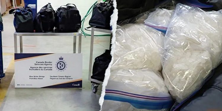 Canadian officials seize roughly 600 pounds of suspected meth at US border