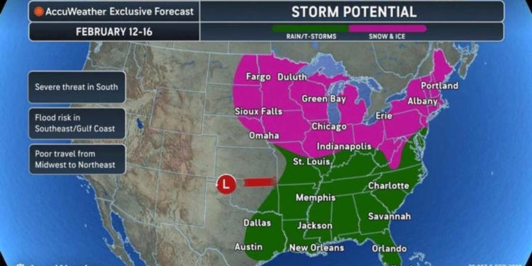 Projected Timeline for Powerful New Storm Bringing Snow and Ice