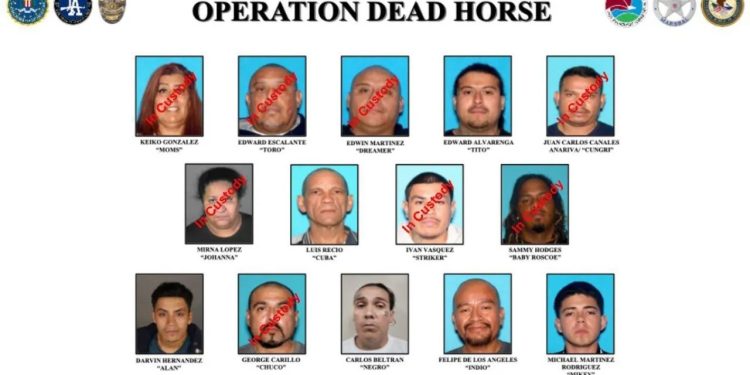 Federal agents apprehend 12 alleged members of LA’s massive 18th Street gang drug trafficking operation