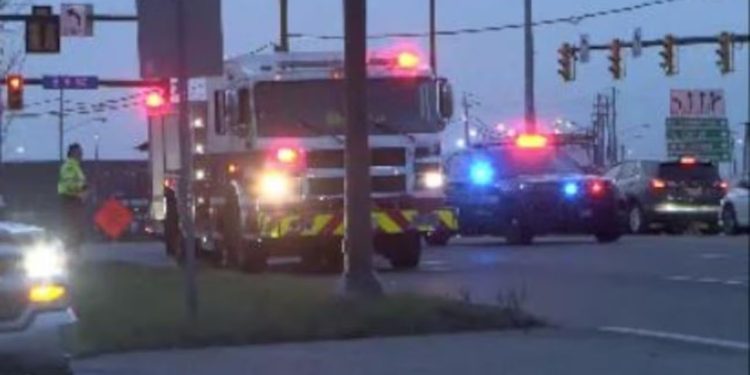 Man apprehended after jumping on top of a semi and fire truck in Cleveland